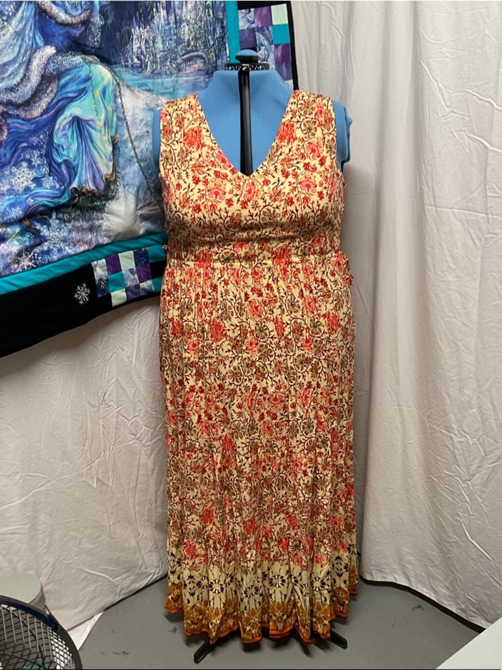 cleo Cream Maxi Dress with Red Floral Print